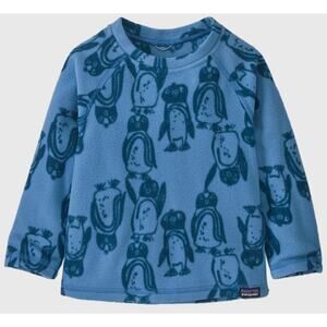 Patagonia Baby Micro D® Fleece Crew Penguin blue sweater sweatshirt sz 12-18M